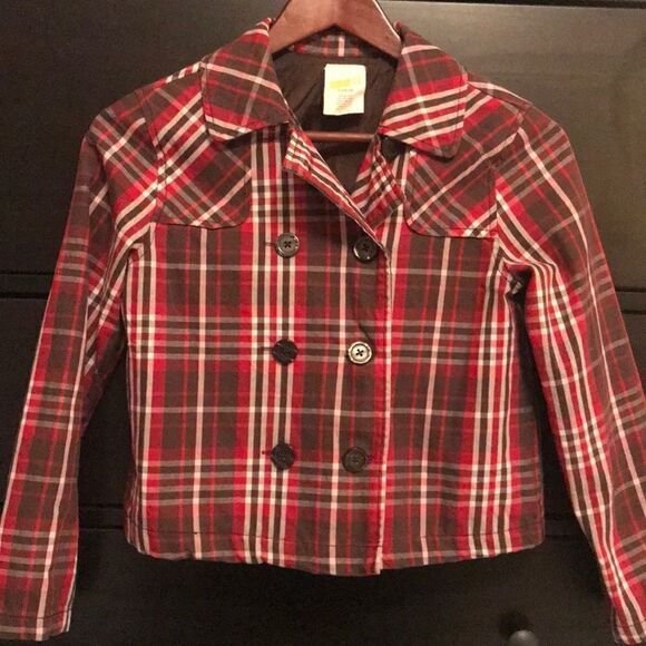 Crazy 8 Girls Plaid Peacoat - Size L (10/12) - Picture 1 of 8